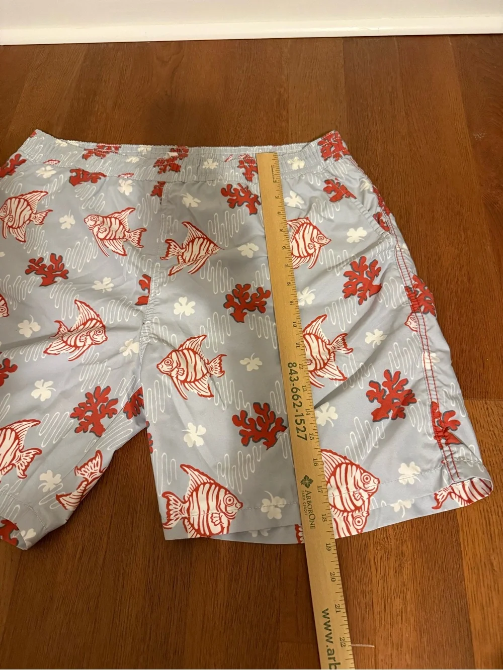 Reyn Spooner Hawaiian Traditions Angel Fish Coral Swim Trunks Mesh Blue Red L